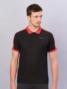 Technosport Polo Collar Colourblocked Antimicrobial Slim Fit Training or Gym T-shirt