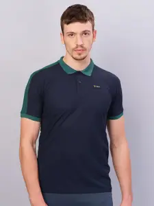 Technosport Polo Collar Colourblocked Antimicrobial Slim Fit Training or Gym T-shirt