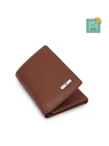 URBAN FOREST Men Textured Leather Three Fold Wallet