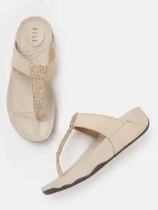 ELLE Embellished T-Strap Comfort Heels