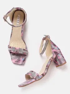ELLE Women Printed & Embellished Party Block Heels