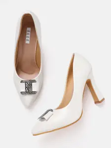 ELLE Women Block Heel Pumps with Buckle Detail