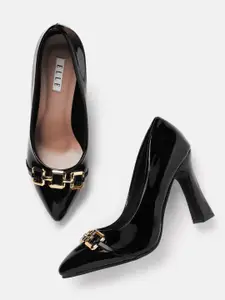 ELLE Party Block Pumps with Chain Detail