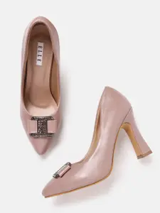 ELLE Block Pumps with Metal Detail