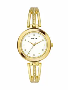 Timex Women Brass Embellished Dial & Bracelet Style Straps Analogue Watch TWTL10308