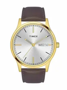 Timex Men Brass Dial & Leather Straps Analogue Watch TW0TG8311