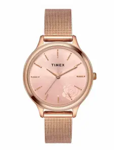 Timex Women Brass Dial & Stainless Steel Bracelet Style Straps Analogue Watch TWTL12102