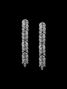 Clara Rhodium-Plated Cubic Zirconia Contemporary Drop Earrings