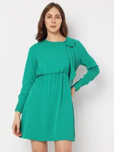 Vero Moda Cuffed Sleeves Tie-Up Detail Fit & Flare Dress