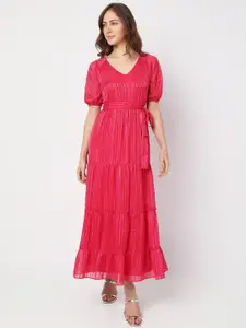 Vero Moda V-Neck Tiered Maxi Dress With Belt