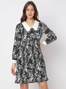 Vero Moda Floral Printed Monochrome A-Line Dress