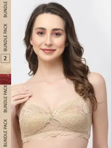 Docare Pack of 2 Non-Padded Lace Bralette Bra
