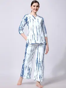 MIRCHI FASHION Tie And Dye Printed Pure Cotton Night Suit