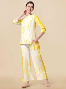KALINI Tie And Dye Printed Pure Cotton Night Suit