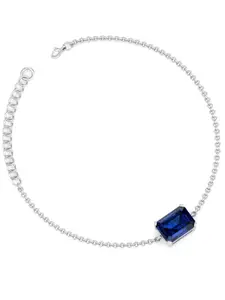 Inddus Jewels Women Sterling Silver Cubic Zirconia Rhodium-Plated Link Bracelet