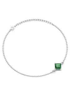 Inddus Jewels 925 Sterling Silver Rhodium-Plated CZ Studded Link Bracelet