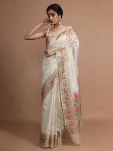 KALKI Fashion Zari Kota Silk Floral Jaal Saree