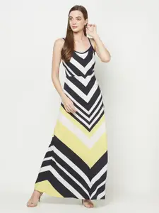 WESTCLO White Striped Georgette Maxi Dress