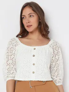 Vero Moda Round Neck Self Design Top