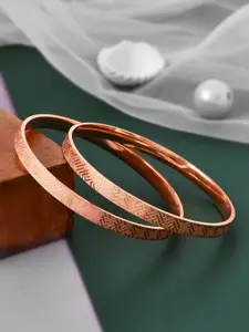 Shoshaa Set Of 2 Rose Gold-Plated Handcrafted Bangles