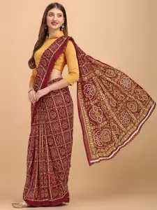 Sangria Bandhani Printed Pure Georgette Saree With Blouse Piece
