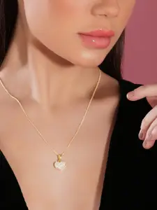 Rubans 18K Gold-Plated Cubic Zirconia Heart Shaped Necklace