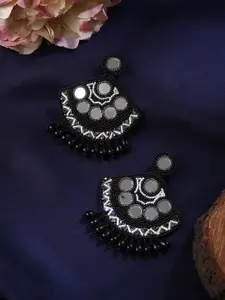 VIRAASI Mirror Work Beaded Contemporary Drop Earrings