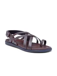 BEAVER Men Leather Comfort Sandals With Velcro