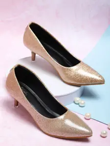 SHUZ TOUCH Embellished Pointed Toe Kitten Pumps