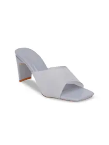 SHUZ TOUCH Textured Open Toe Slim Heels