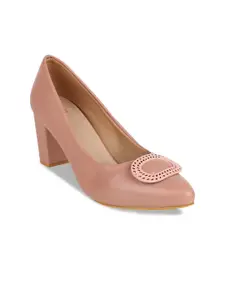 SHUZ TOUCH Pointed Toe Embellished Block Pumps