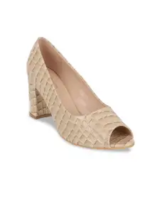SHUZ TOUCH Textured Block Peep Toes