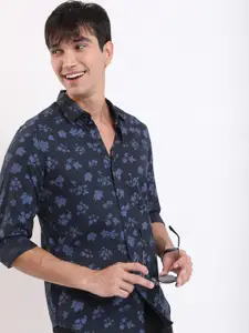 HIGHLANDER Floral Printed Slim Fit Opaque Cotton Casual Shirt