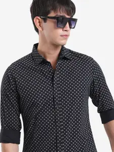 HIGHLANDER Micro Ditsy Printed Slim Fit Opaque Cotton Casual Shirt