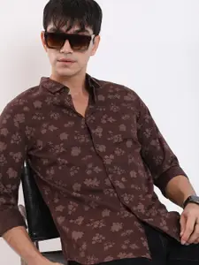 HIGHLANDER Floral Printed Slim Fit Opaque Cotton Casual Shirt