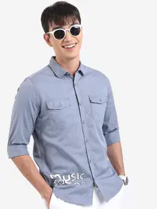 KETCH Slim Fit Solid Cotton Casual Shirt