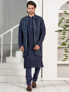 KISAH Mandarin Collar Kurta with Churidar & Jacket