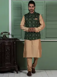 KISAH Mandarin Collar Kurta with Churidar & Nehru Jacket