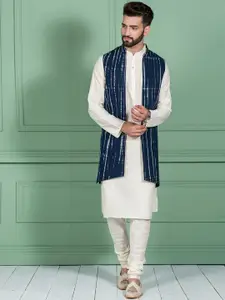 KISAH Mandarin Collar Kurta with Churidar & Jacket