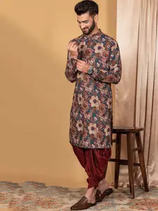 KISAH Men Printed  Regular Fit Abstract Print Kurta Dhoti Set