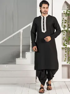 KISAH Mirror Work Mandarin Collar Straight Kurta with Churidar