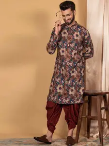 KISAH Men Printed  Regular Fit Abstract Print Kurta Dhoti Set