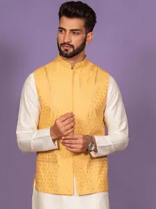 KISAH Men Woven Design Nehru Jacket