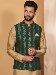 KISAH Geometric Printed Nehru Jacket