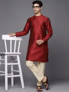 Indo Era Men Woven Design Geometric Kurta