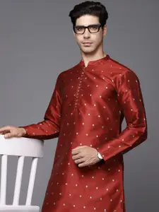 Indo Era Men Woven Design Polka Dot Kurta