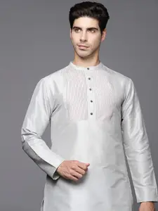 Indo Era Men Mandarin Collar Thread Work Kurta