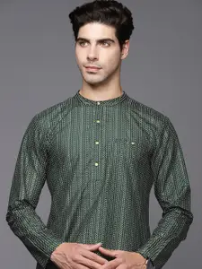 Indo Era Men Geometric Printed Indigo Kurta