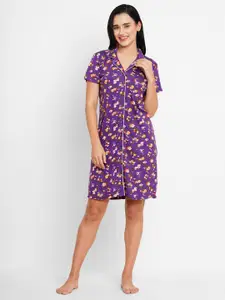 Inner Sense Floral Printed Organic Cotton & Bamboo Fibre Nightdress With Hairband