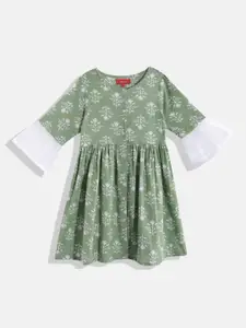 Indo Era Ethnic Motifs Print A-Line Cotton Dress